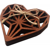 Heart Wood Coasters Set - 4pcs Color Cherry