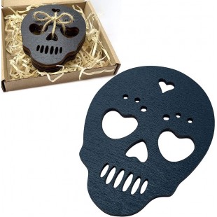 Skull Wooden Coasters - 4pcs Color Black